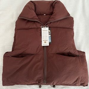NWT BROWN PUFFER MINI VEST